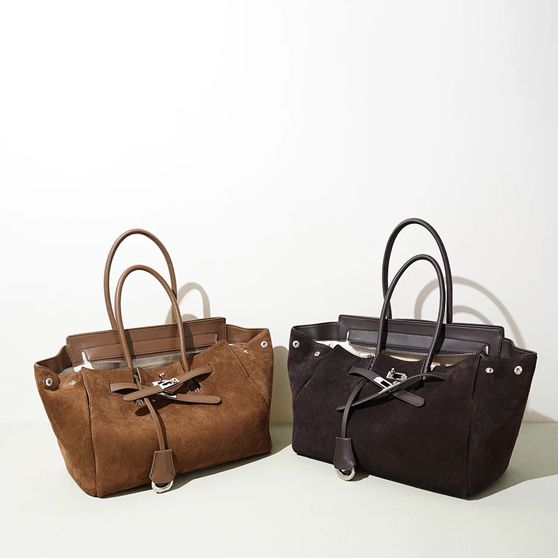 2025 ربيع وصيف جديد جلد الغزال حقيبة يد محمولة فريدة من نوعها واسعة الكتف حقيبة كروسبودي المرأة التنقل حقيبة يد متعددة الاستخدامات