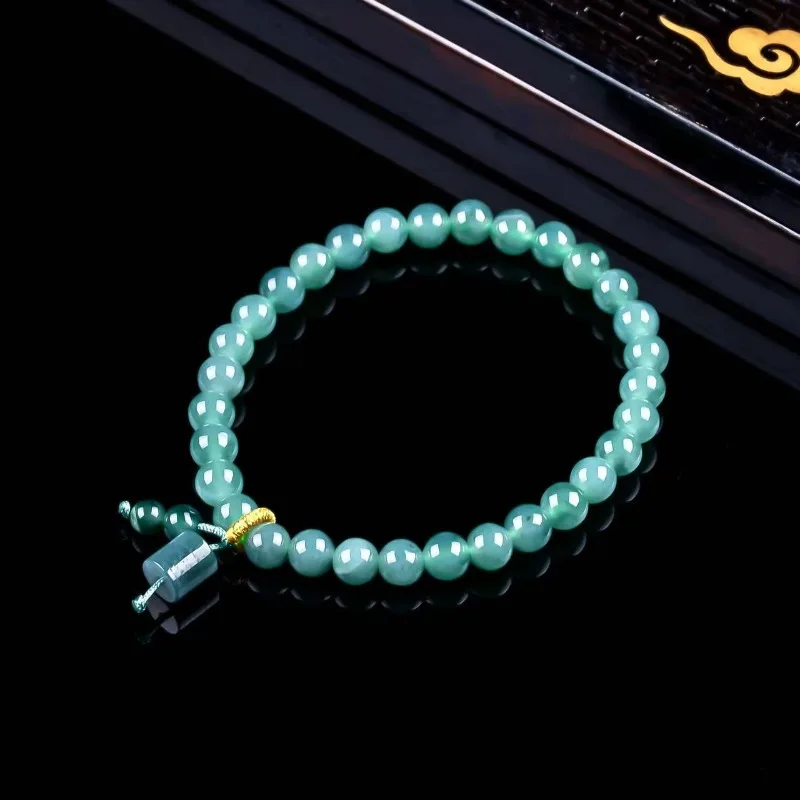 Natural Real Emerald Blue Water Calabash Beads Bracelet Myanmar Jadeite Necklace Jewelry Charm Designer Luxury Certificate 4