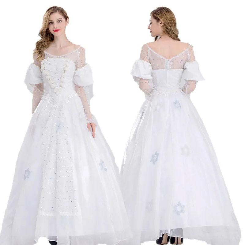 

White Princess Dress Halloween Costume Alice Cosplay Wedding Fairy Maxi Dresses Medieval White Queen Party Ball Gown