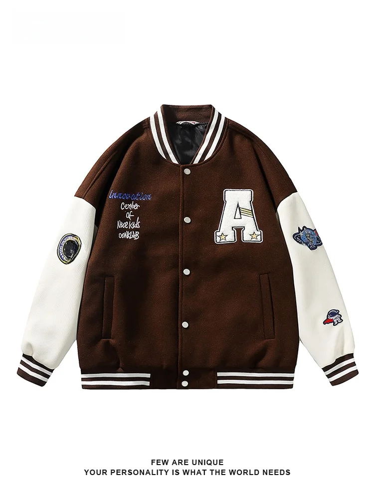 

VBBK Vintage American Sle Baseball Jaet Men's Casual Outerwear Autumn Spring Couple's Faion Breathable Polyester