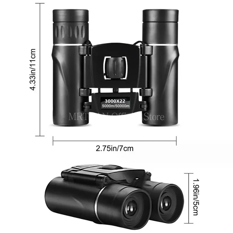 3000x22 Powerful Binoculars 50000M Long Range Folding Mini Telescope BAK4 FMC Optics For Hunting Sports Outdoor Camping Travel