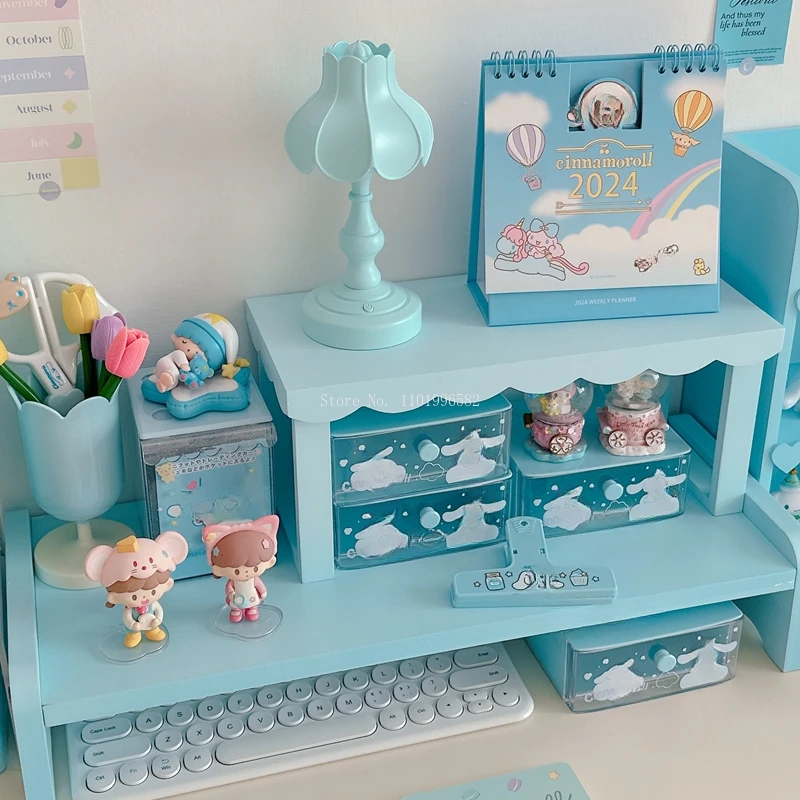 Girl Heart Blue  Desktop Arrangement Storage Shelf Cosmetics and Perfume Storage Shelf Student Dormitory Desktop Decoration