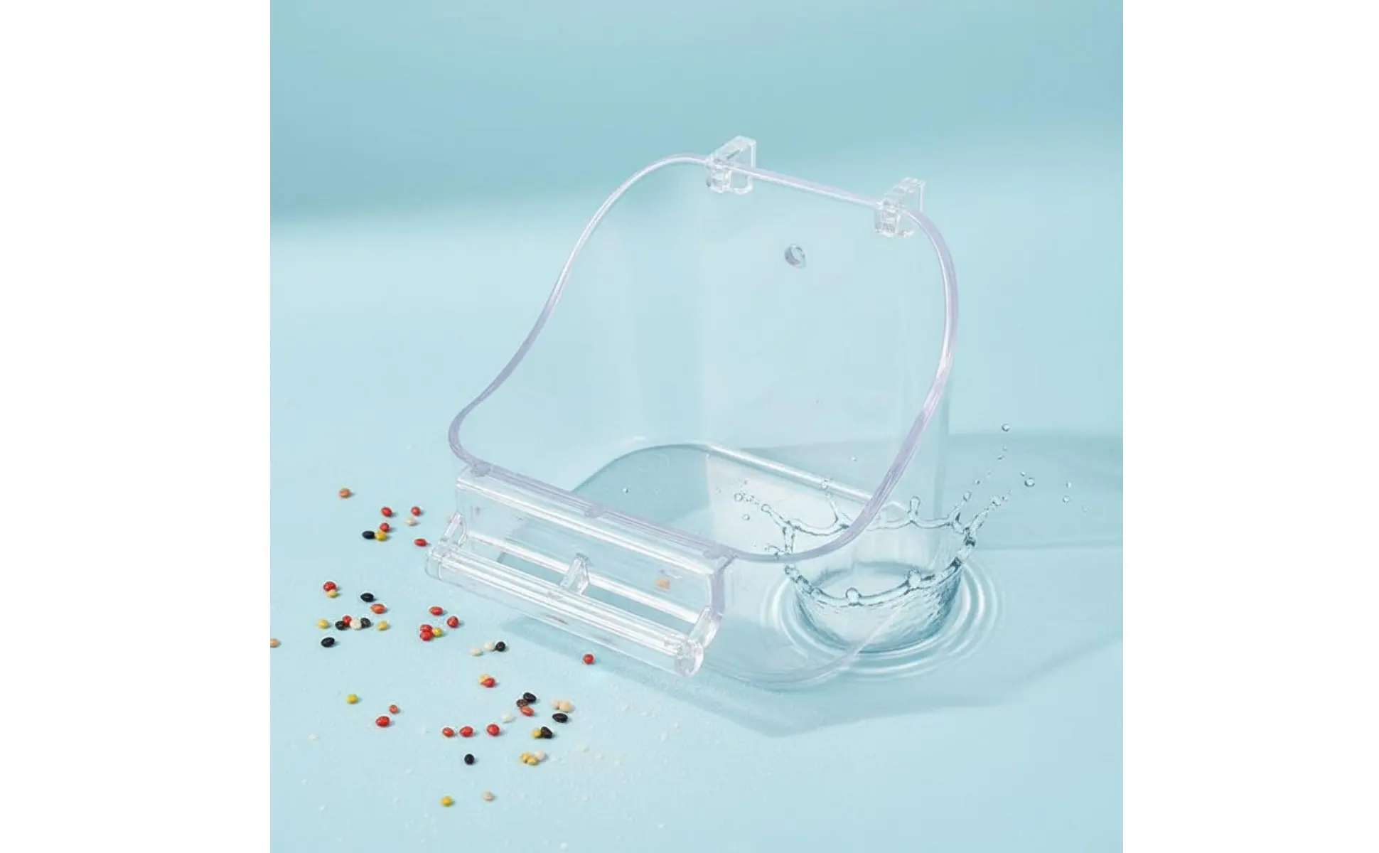 Bird Food Bowl Removable Enclosure Mounted Food Bowl Small Pet Bath Tub Easy to Clean Bird Feeder Cup 2 in 1
