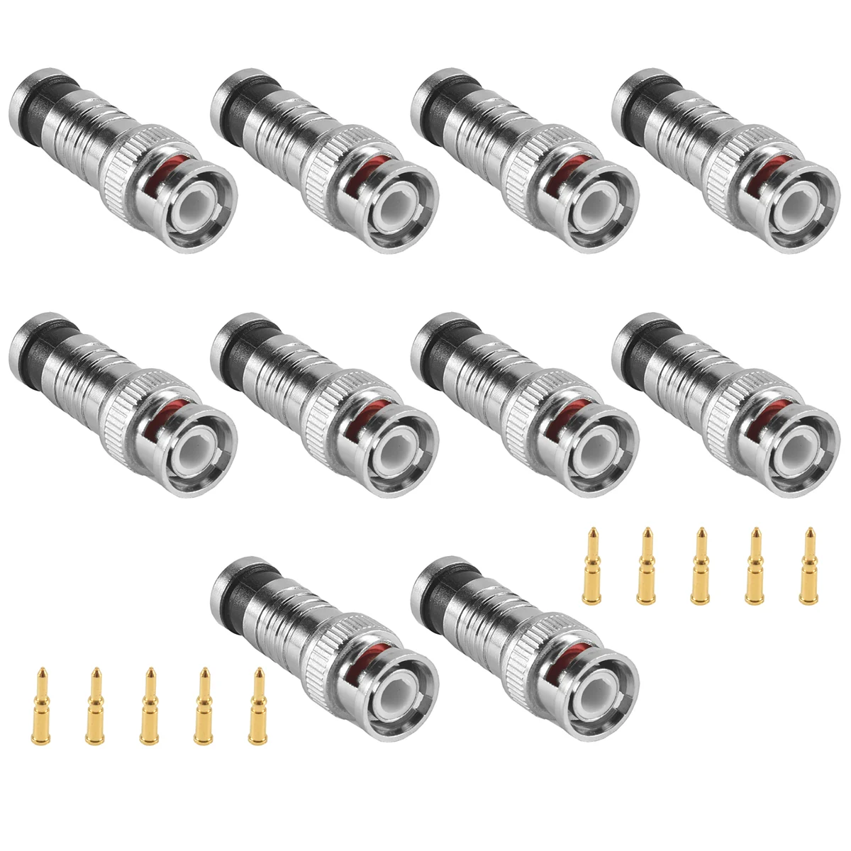 10 pcs BNC Compression Connector for Coax RG59 Cable CCTV Cameras