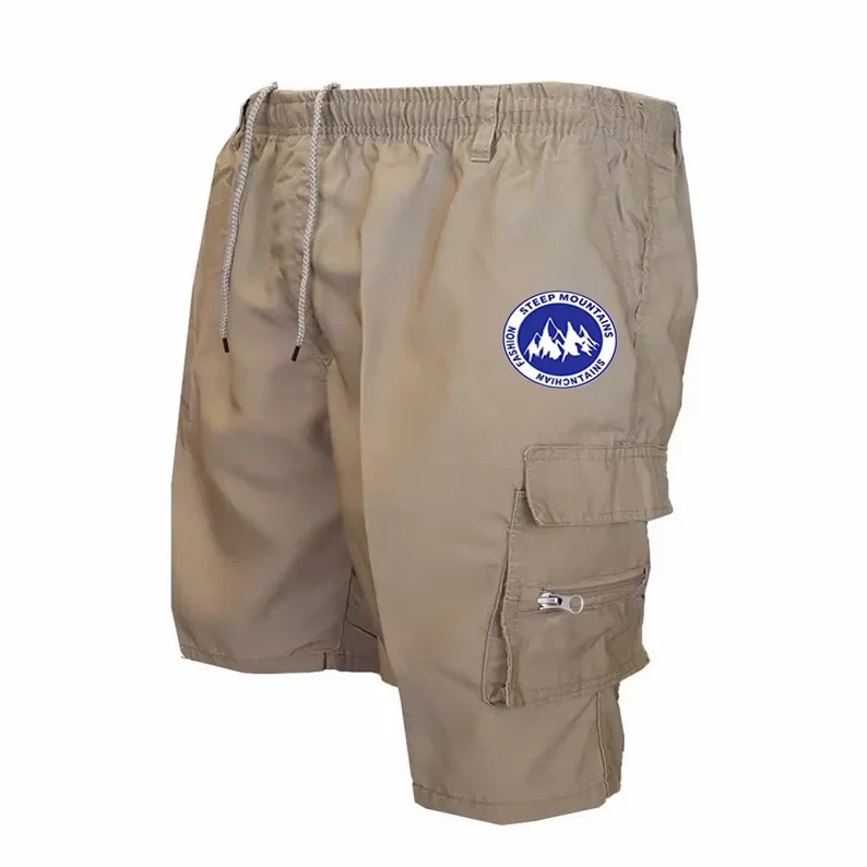 Mens Tactical Cargo Shorts Elastic Waist Outdoor Work Casual Jogging Loose Street Style Shorts