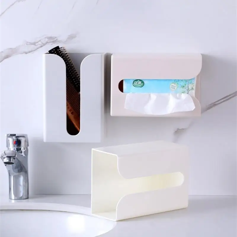 Wall Mounted Tissue Box Cover Self Adhesive Facial Tissue Box Napkin Holder Gift