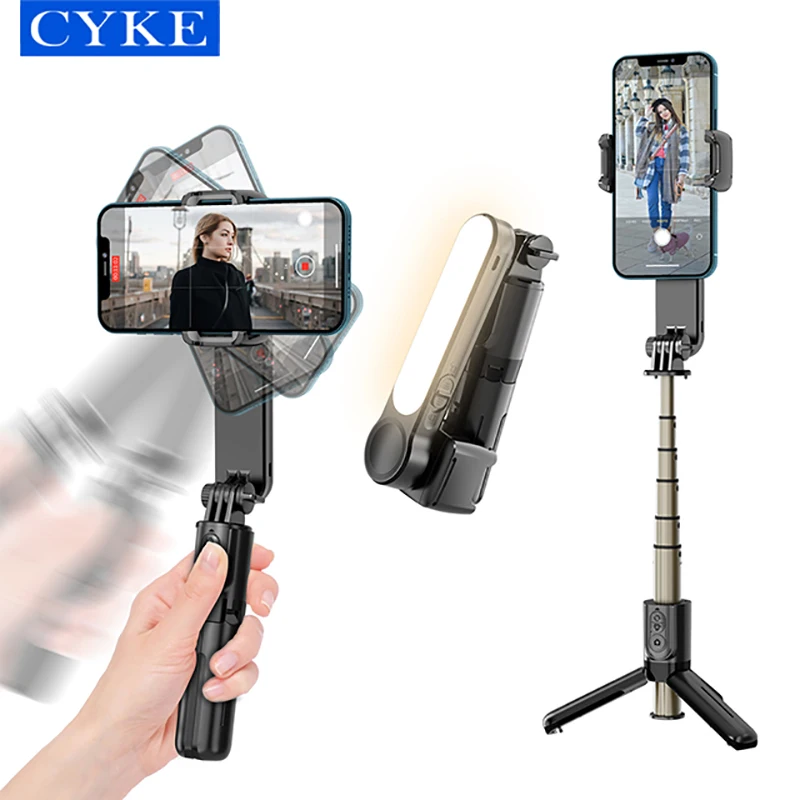 CYKE New L09 Handheld Rotatable Gimbal Phone Video Stabilizer with Led Light Wireless Selfie Stick Tripod