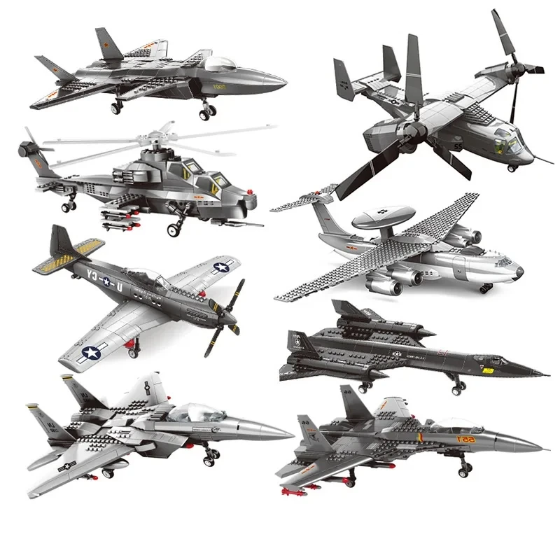 Assembled Building Blocks Air Force Reconnaissance Airplane Model Medium Transport Toy Airplane Model Kids Building Block Toy