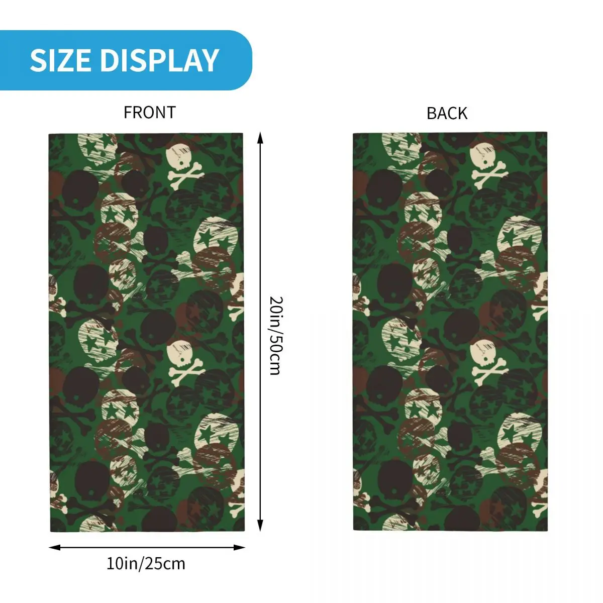 위장 별 해골 프린트 반다나, 목 각반 프린트, 얼굴 스카프, 다기능 머리띠, 낚시, 남녀 성인 세척 가능