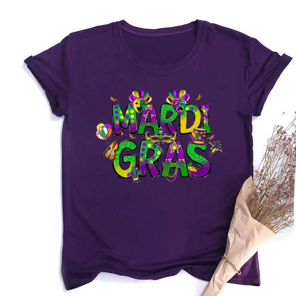 Mardi Gras Shirts for WomenTuesday Shirt Funny Mask Graphic Tee Happy Mardi Gras New Orleans Party Tops Outfits