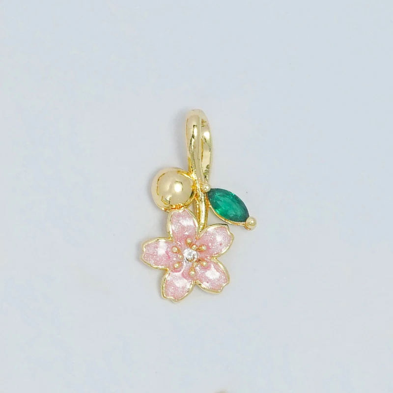3 Pcs Copper Gold Plated Pendant Diy Jewelry Making Accessories Peach Blossom Small Fragrance Bag Earrings Necklace Zircon Parts
