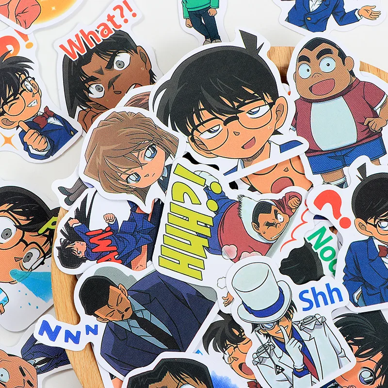 50Pcs Conan Edogawa Anime Stickers Decoration Suitcase Scrapbooking Laptop Phone Stationery Cartoon Detective Manga Kid Sticker