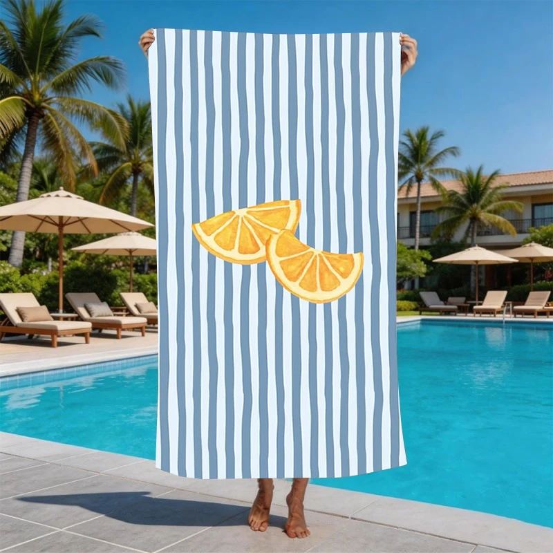 Mediterranean Retro Lemon Microfiber Beach Towel Oversized Extra Large Sand Free Pool Towels Quick Dry Super Absorbent Swim