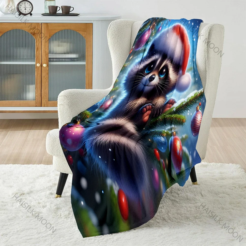 Christmas Ornaments and Festive Elements Pattern Blanket Flannel Material Soft Warm for All Seasons Home Outdoor Camping Picnics 4