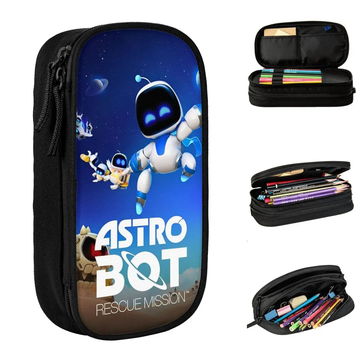 A-Astro-Bot Pencil Case Fashion Cartoon Robert Pen Holder Bags Girls Boys Big Capacity School Supplies Gifts Pencil Box