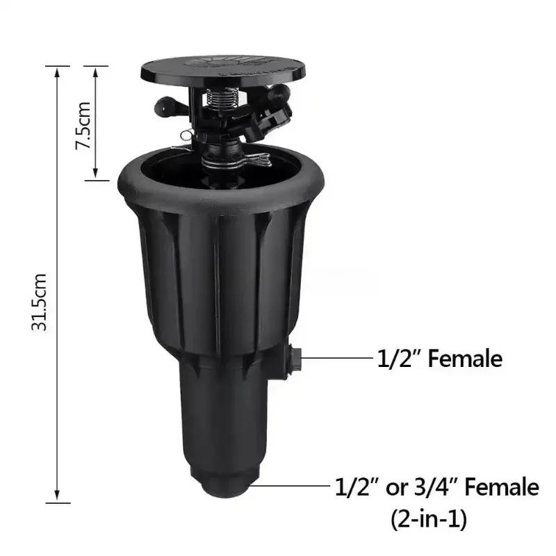 6-point Buried Retractable 360 ° Rotating Nozzle, Adjustable Nozzle, Lifting Garden Irrigation