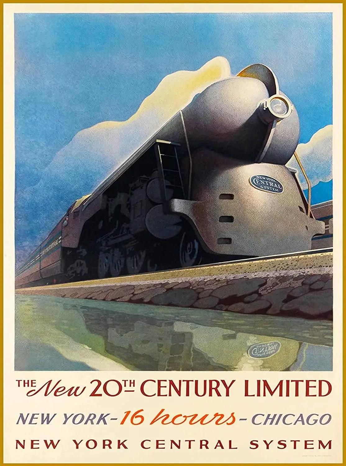 Train Retro Metal Tin Sign, Chicago New York Central System Line Railroad Travel Advertising Poster Old-Fashioned Decoratio sign