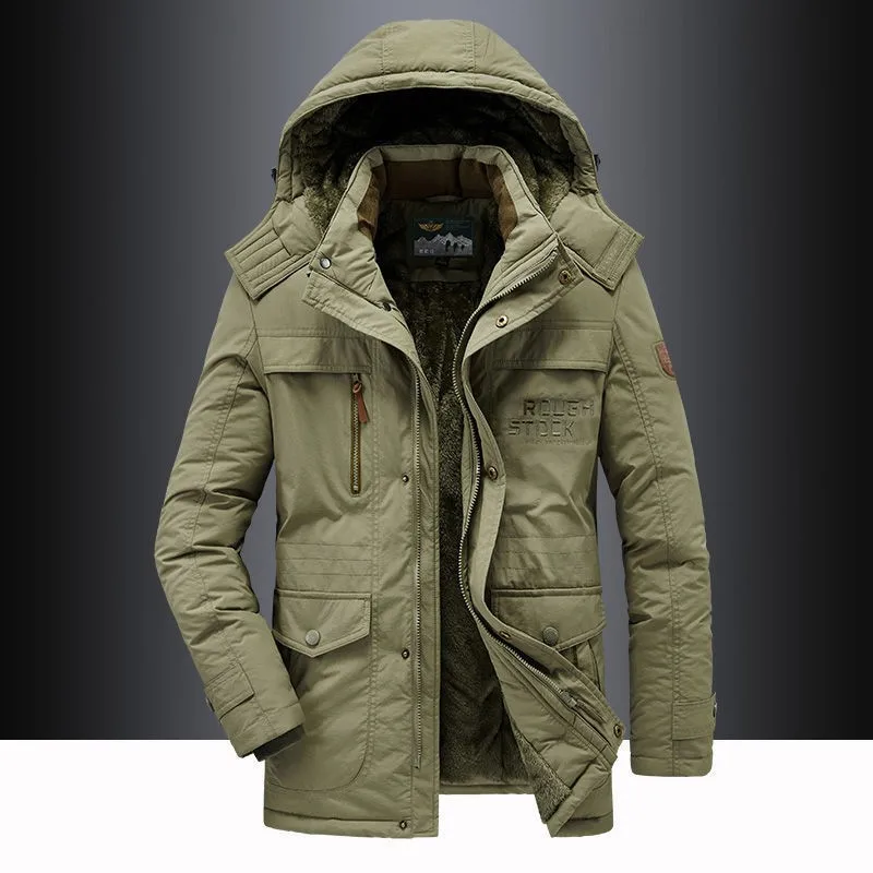 Men Hooded Long Winter Coats Fleece Down Jackets Man Casual Warm Parkas Good Quality Male Long Coats Men\'s Clothing Size 6XL