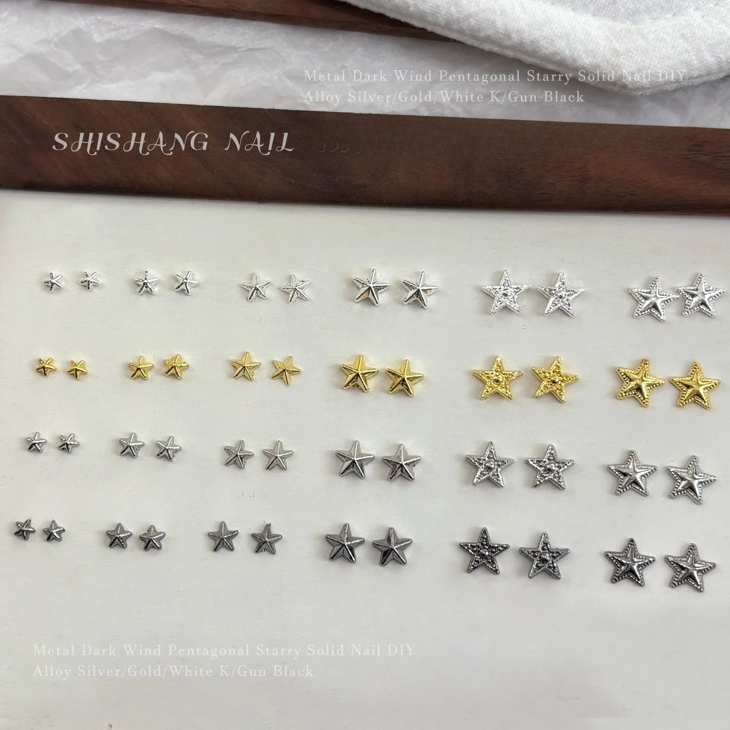 100Pcs Alloy Star Nail Charms, Silver Gun Black Metal Pentagram Ornaments, Christmas Star Decor for DIY Nail Art  Press On Nails