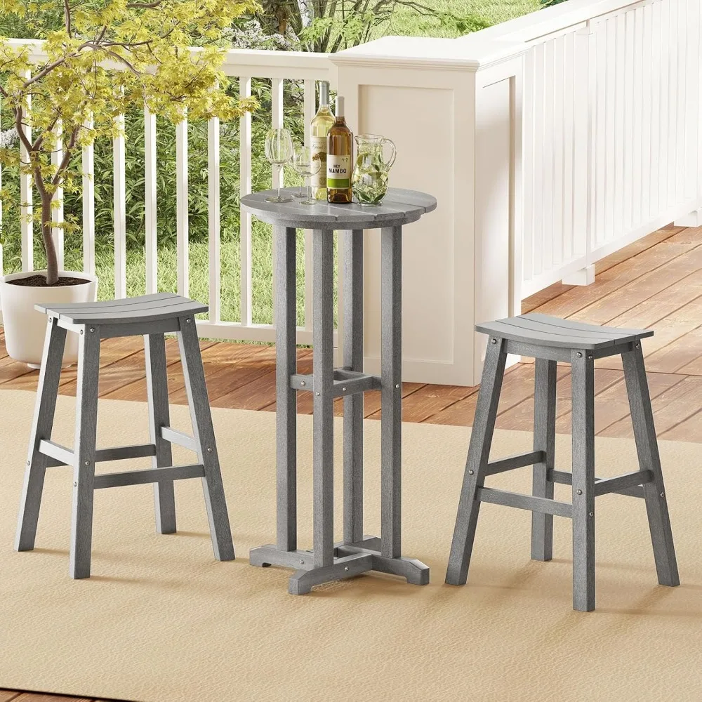 طاولة بار مستديرة Tangkula 21.5، طاولة طعام بارتفاع شريط HDPE للفناء مع سطح طاولة مائل، طاولة بيسترو عالية الجودة في الهواء الطلق لجميع الأحوال الجوية #4