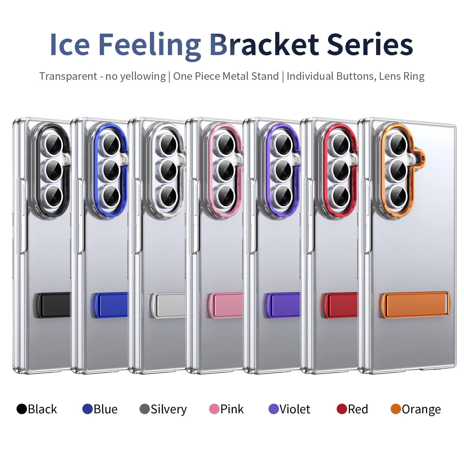 

Transparent Bracket Wireless Charging Phone Case for Samsung Z Fold 7 6 5 4 3 Camera Bracket Galss Front Film Shockproof Cover