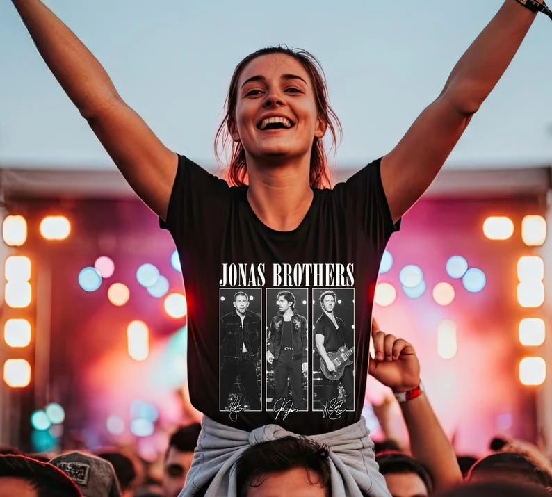 Jonas Bros 20th Annivesary Tour 2025 Short Sleeve Cotton T-shirt Vintage Y2K Summer Men Women Round Neck Casual Streetwear Tops