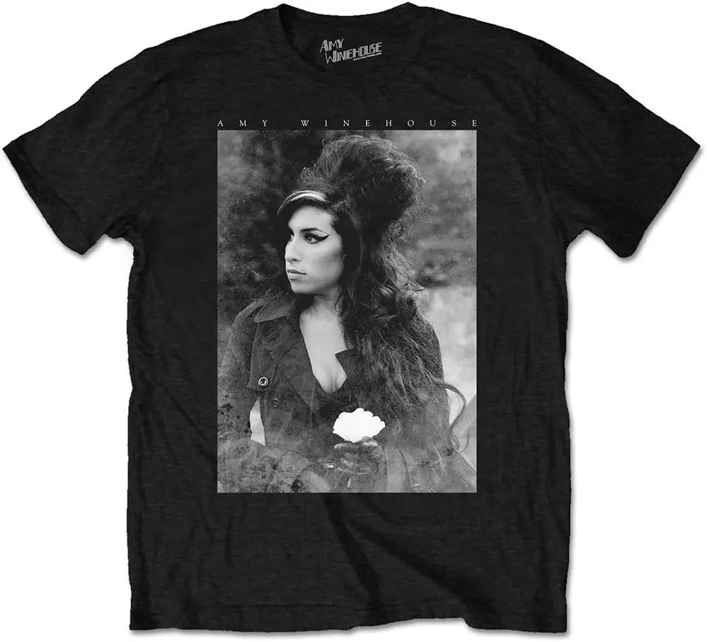 Amy Winehouse Men's Flower Portrait T-Shirt Black