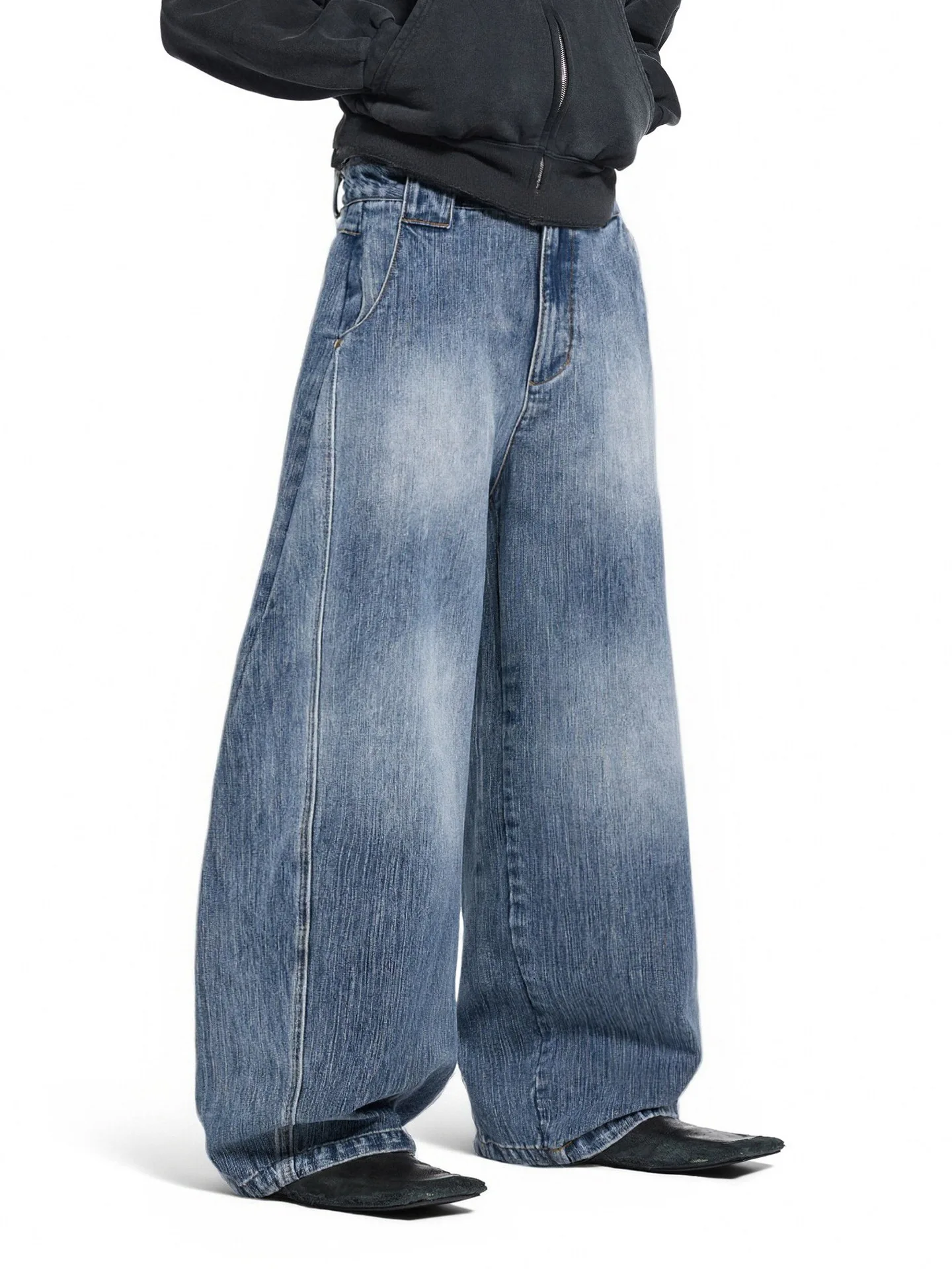 

Джинсы с широкими штанинами в стиле ретро, мужские повседневные джинсы, американский бренд Iation, осеннее новое поступление, смесь хлопка