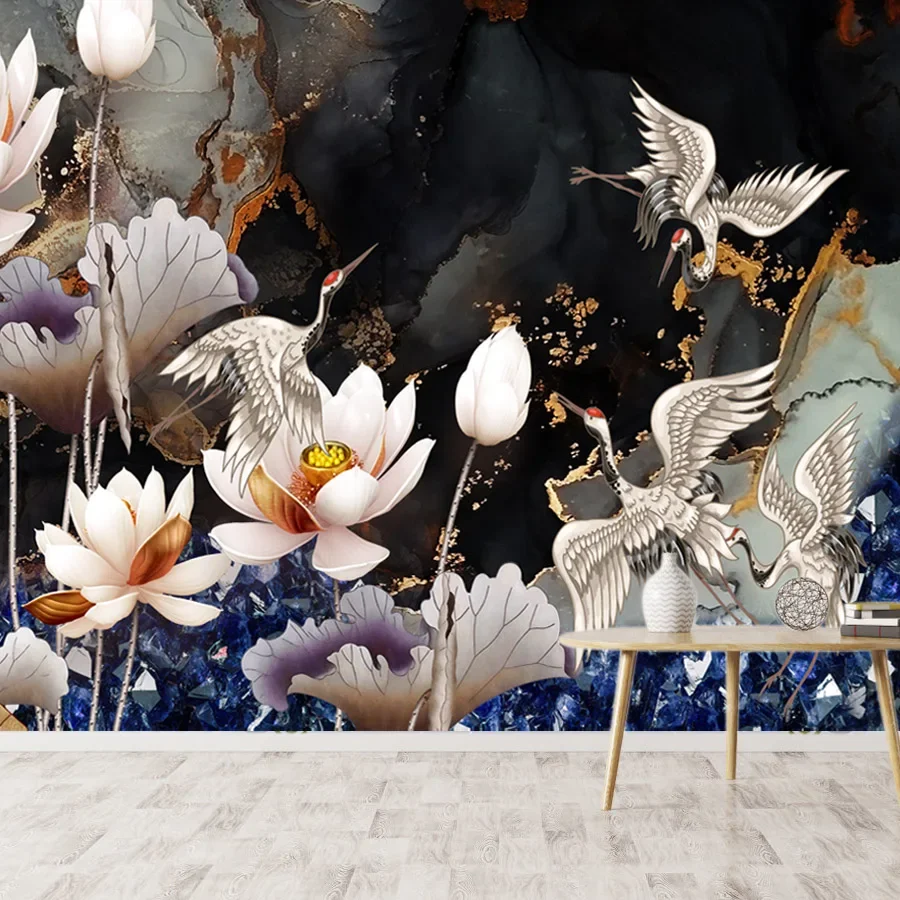 Abstract Wall Papers Home Decor Peel and Stick Wallpaper Contact Paper Wallpapers for Living Room Lotus Water Lily Marble Murals