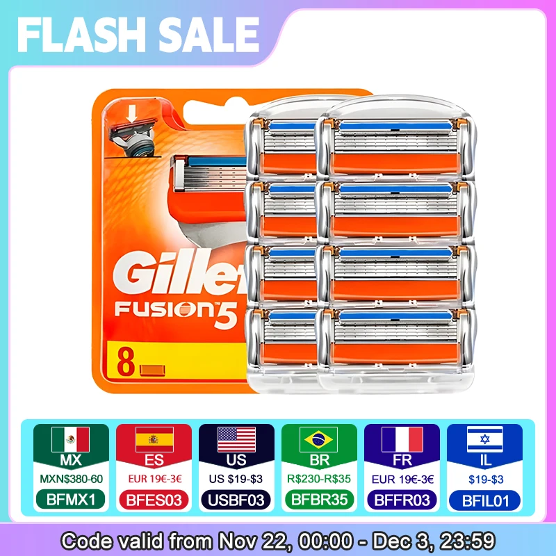 Gillette Fusion 5 Razor Blade 5 Layers Safety Manual Shaving Head Replacement Beard Shaver Refills Cassettes for Man Face Care