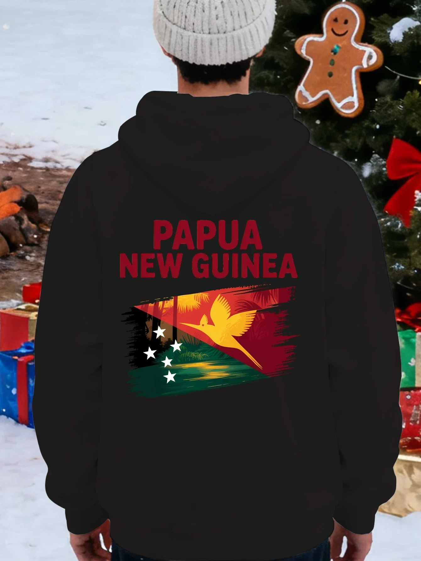 Big Back Brush Papua New Guinea Flag Bird Of Paradise Sweatshirt Patriotic PNG Local Daily Hoodie Unisex