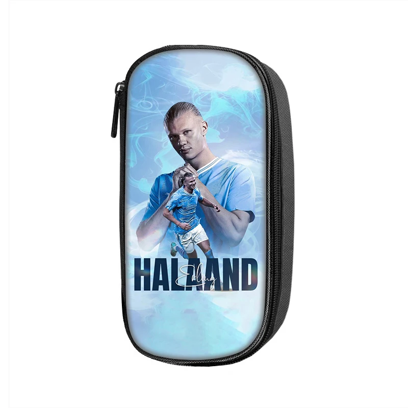 Haaland Pattern Pencil Case makeup bag Football Star Pen Bag Student Big Capacity Sports School Supplies Zipper Pencil Pouch