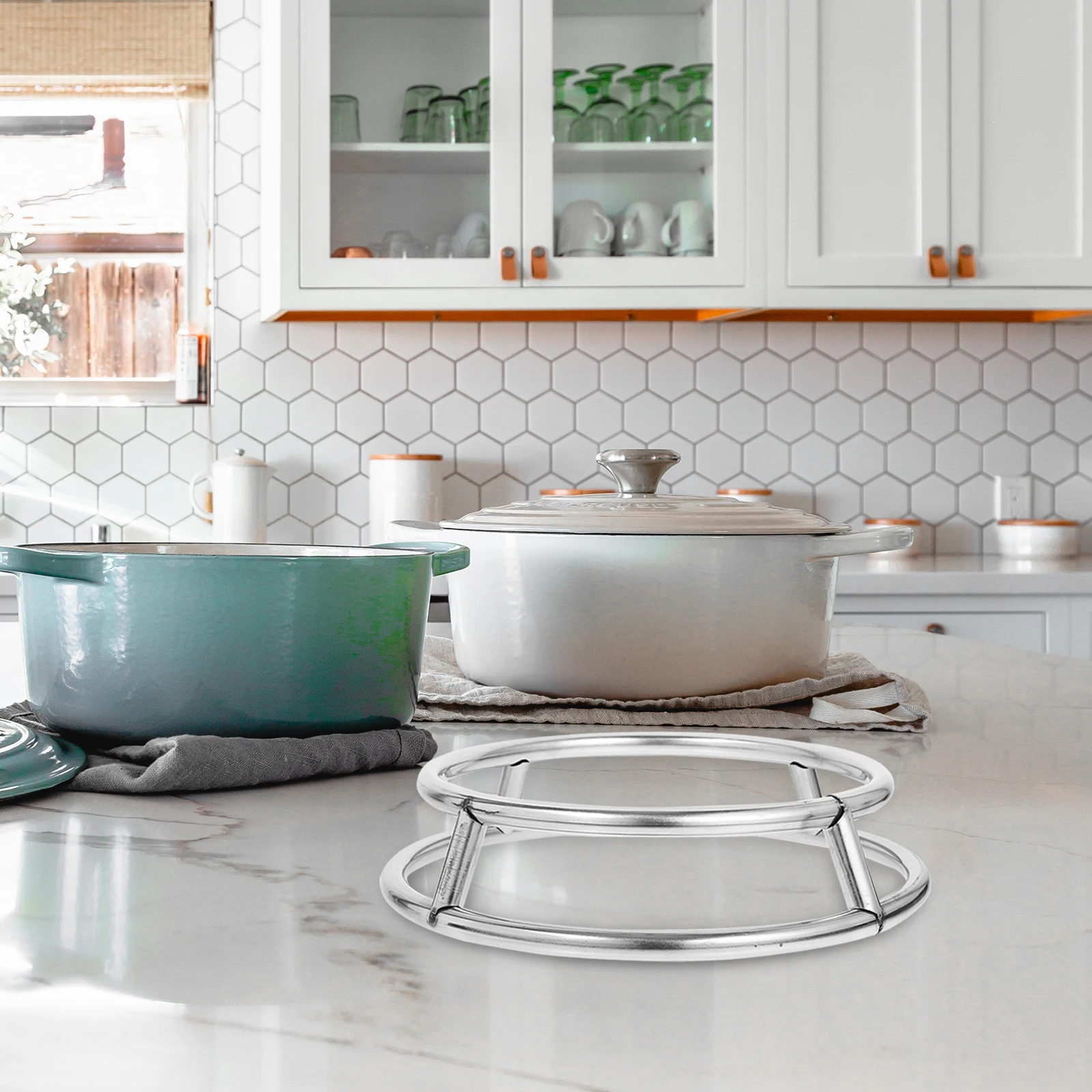 

Versatile Pot Stand Stainless Steel Wok Rack Heat Insulated Kitchen Organizer Outdoor Camping Grill Pan Holder Compact Design