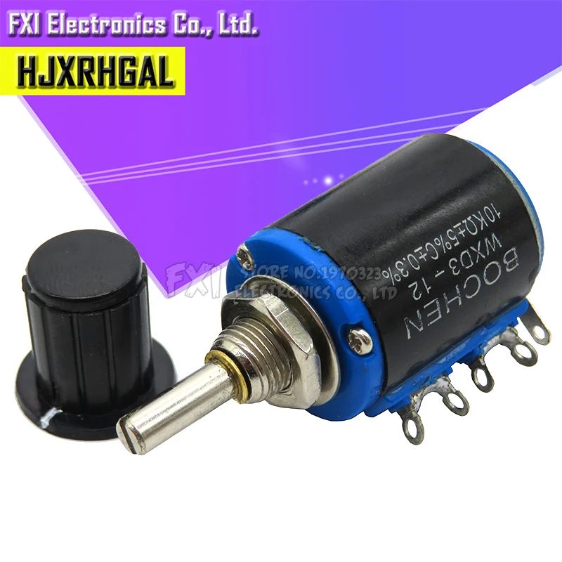 1PCS WXD3-12 1W 10K 4.7K 3.3K 2.2K 1K Series resistance ring multi-circle precision wire-wound potentiometer+1PCS black knob