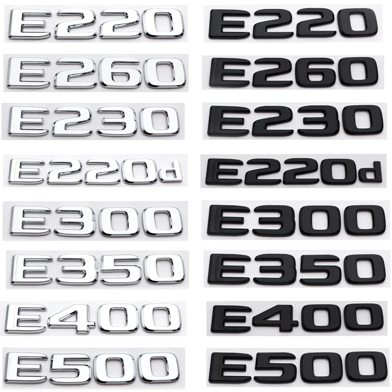 1pcs E220 E230 E350e ABS Car logo letter sticker Rear Bumper tail door trunk sticker car rear Emblem sticker styling Accessories