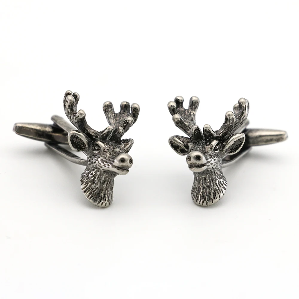 Deer Cuff Links For Men Vintage Sika Deer Design Quality Brass Material Black Color Cufflinks Wholesale&retail