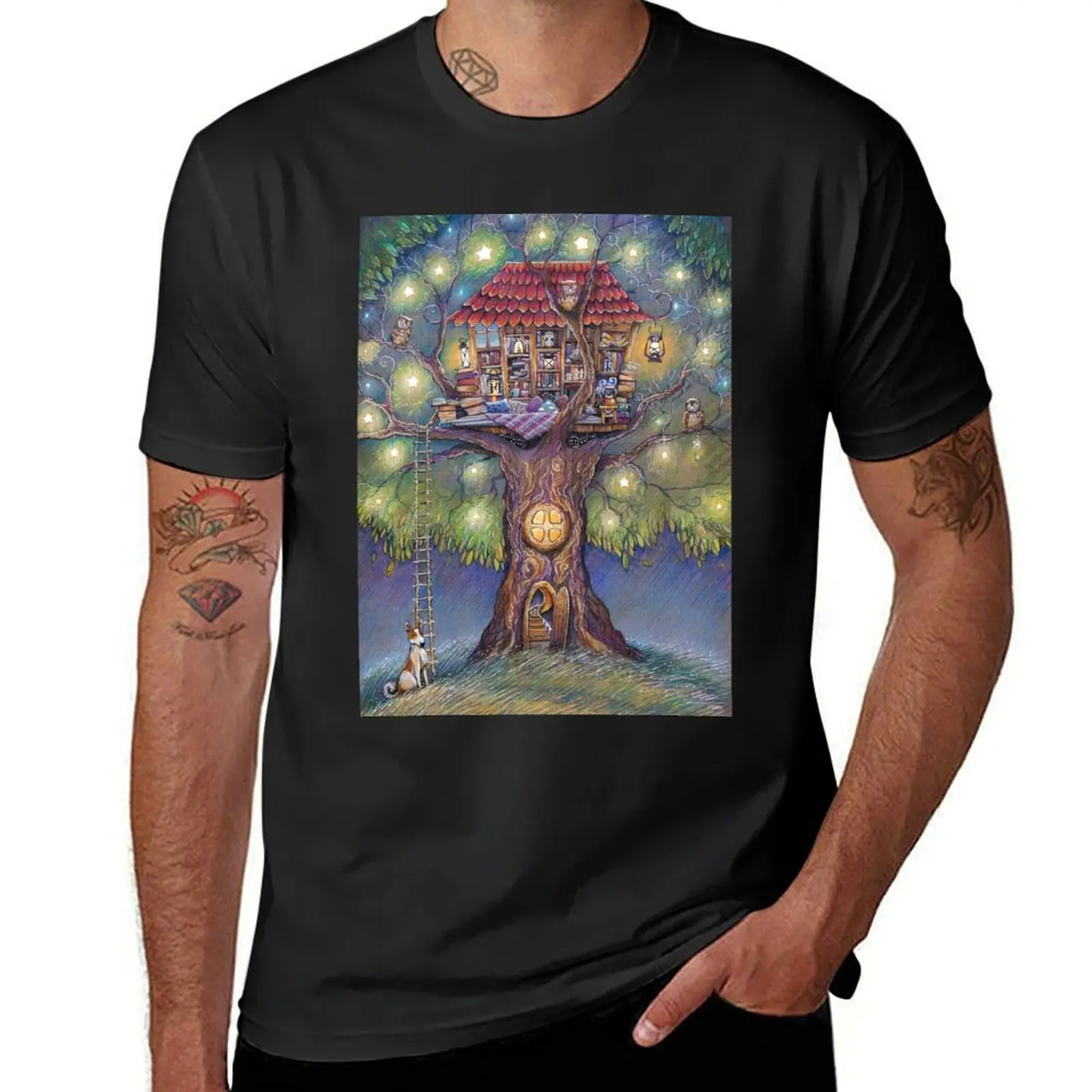 Tree House T-Shirt hippie clothes oversizeds summer tops mens graphic t-shirts funny