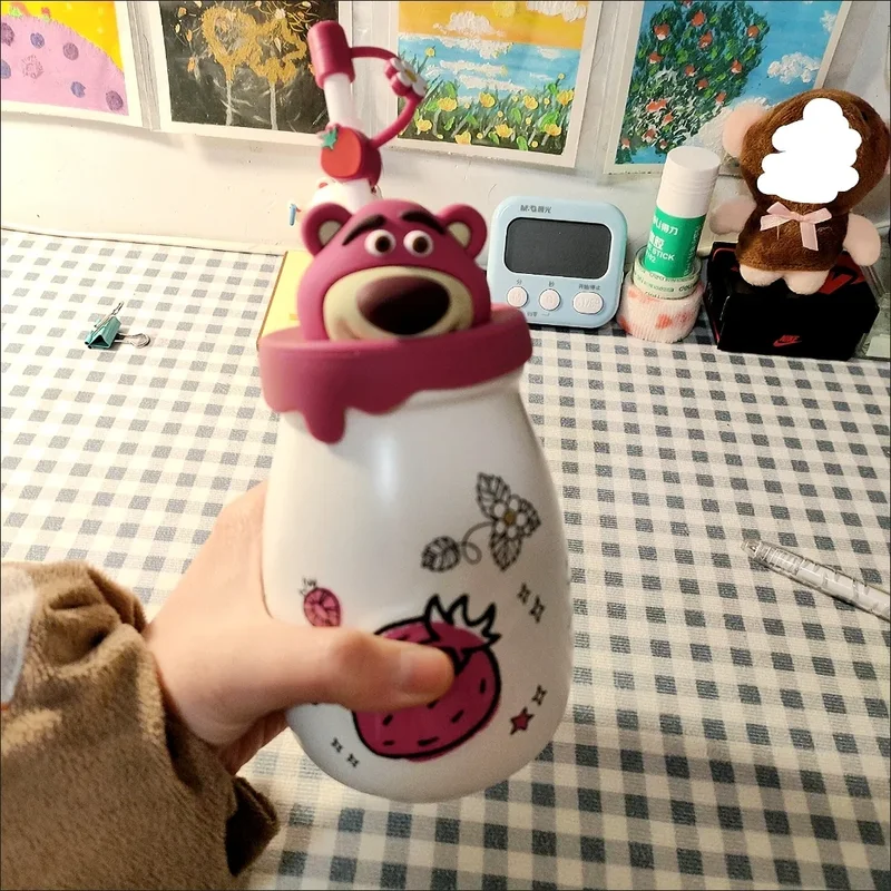 Tasse en céramique série Lots-o-Huggin Bear, tasse à café en paille, jus de dessin animé, tasse d'eau chaude, jouet, cadeau de noël