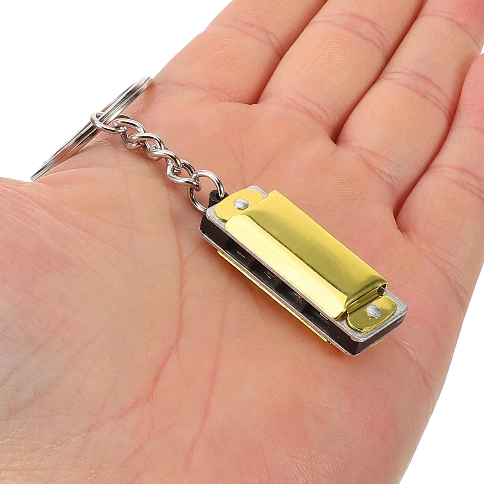 

4 Pcs Mini Colorful Harmonica Keychain Metal Keyring Bag Pendant Child Key Decoration Simulated Musical Instrument
