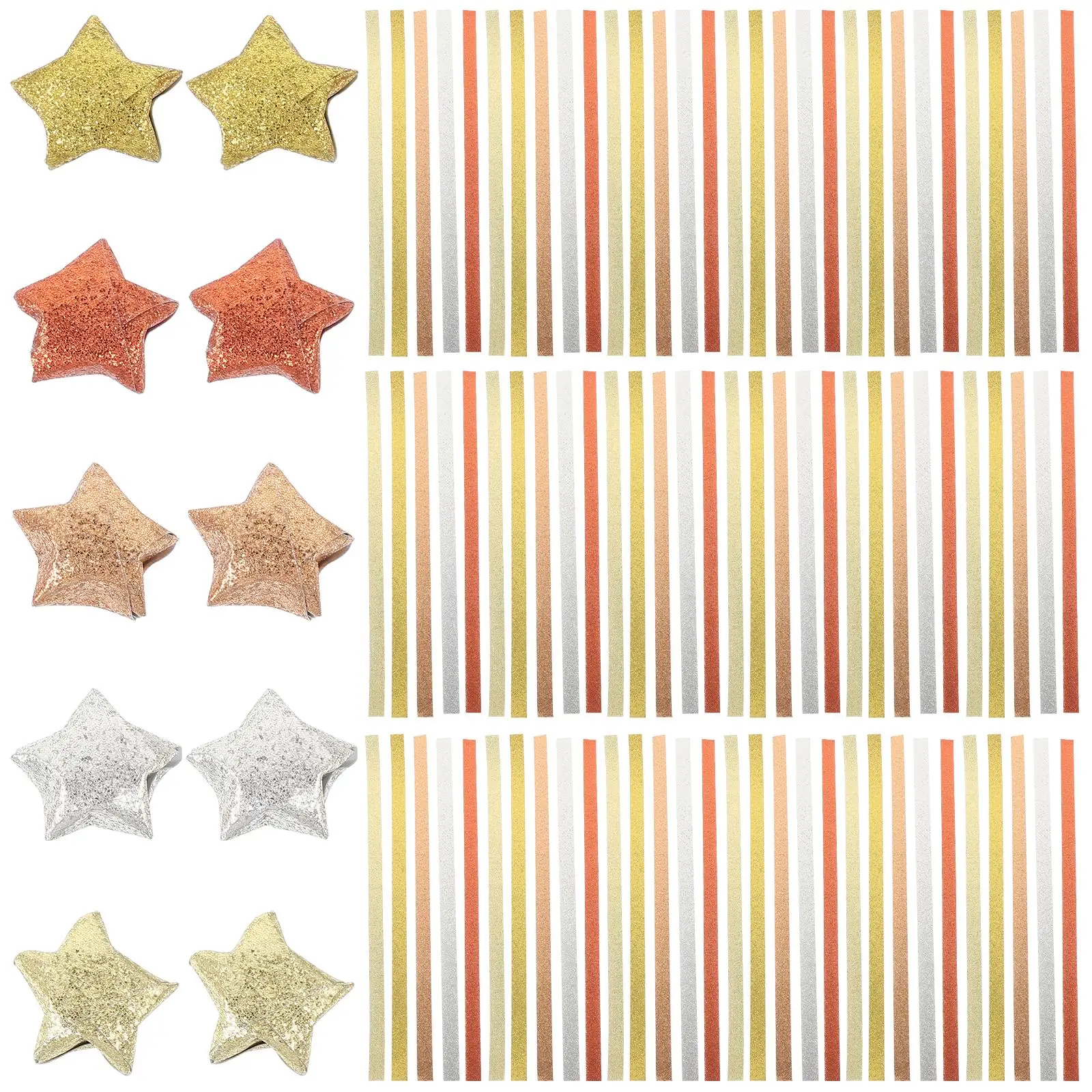 200 Pcs Origami Paper Lucky Star Material for Kids Craft DIY Supplies Supply Exquisite Golden Folding Child