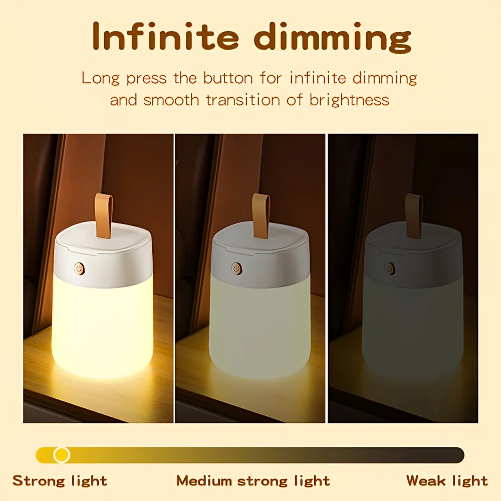 C2 Usb Rechargeable Night Light Rechargeable Bedside Lamp Stepless Dimming Hanging Outdoor Camping Lamp Portable Handheld Lamp