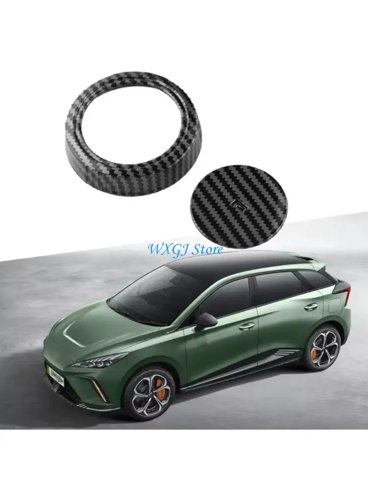 37JE Carbon Fiber Gear Knob Decal Set for MG4, 2 Piece Center Console Trim Sticker for Cabin Styling, Worn Trim Cover and Panel