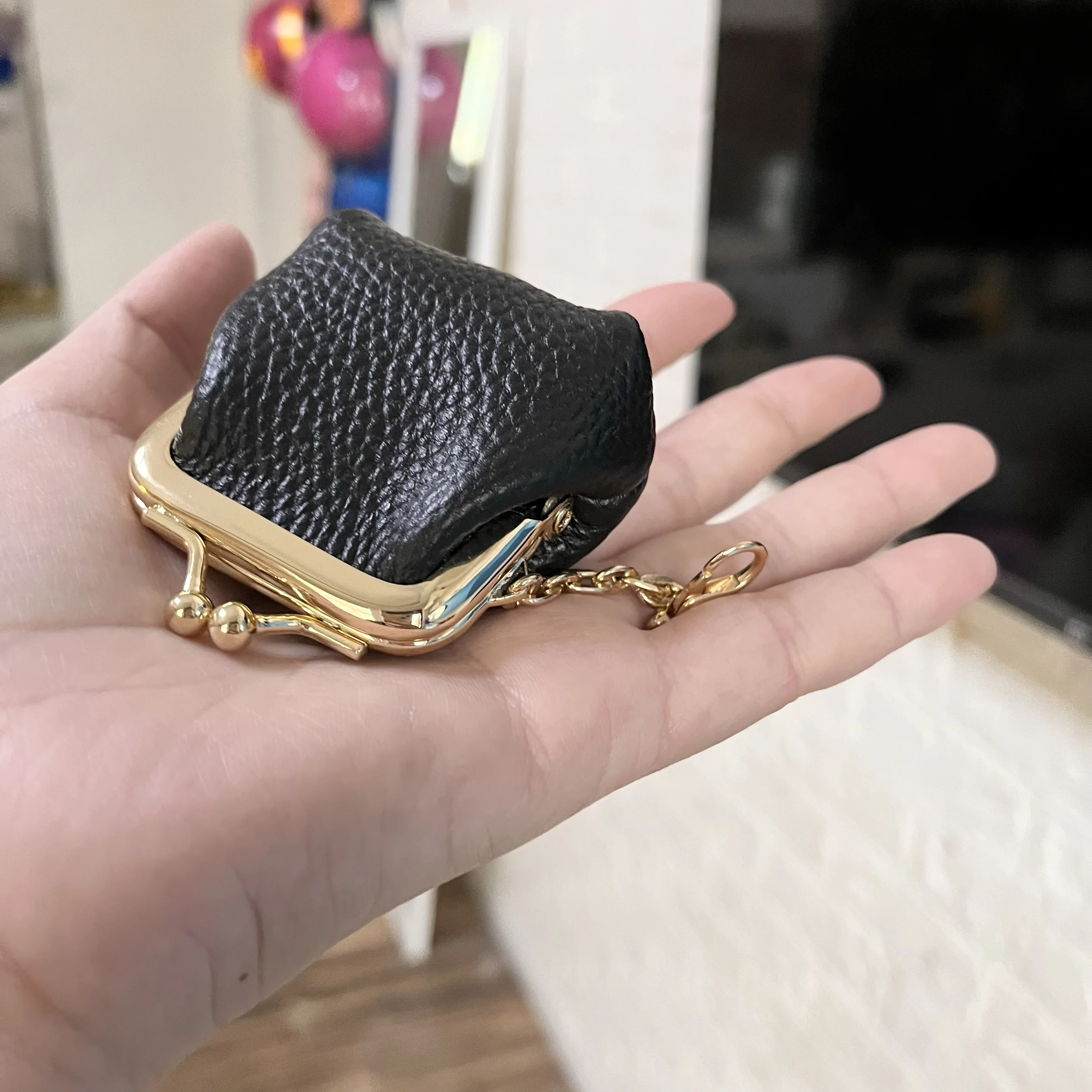 Vintage Leather Key Holder Women's Top Layer Cowhide Coin Storage Bag Multi-Functional Dumpling Shape Wallets And Bags