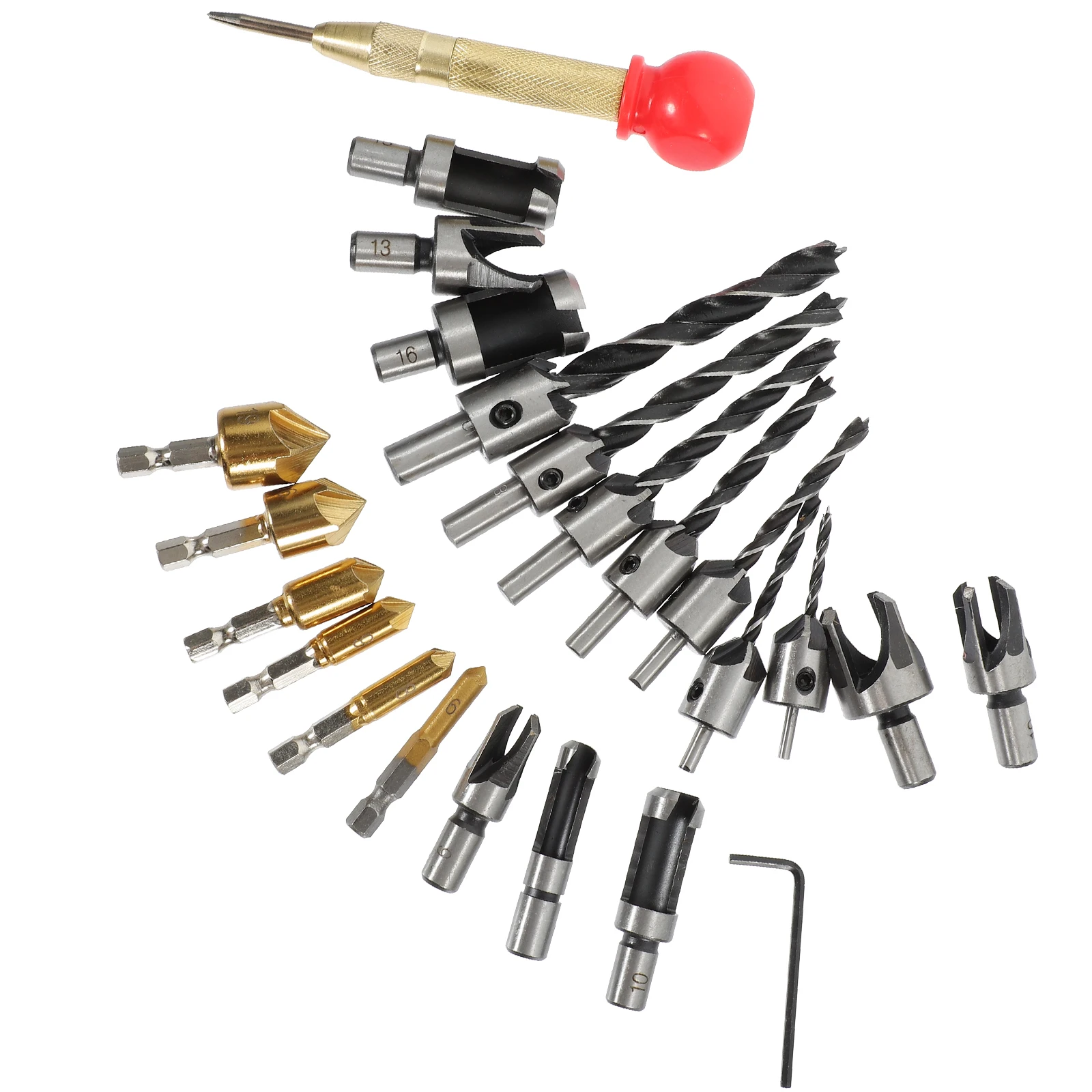 

1 set Countersink Drill Bit Set For Wood Woodworking Tools Plug Cutter Set Compact Design Steel Countersink Bits