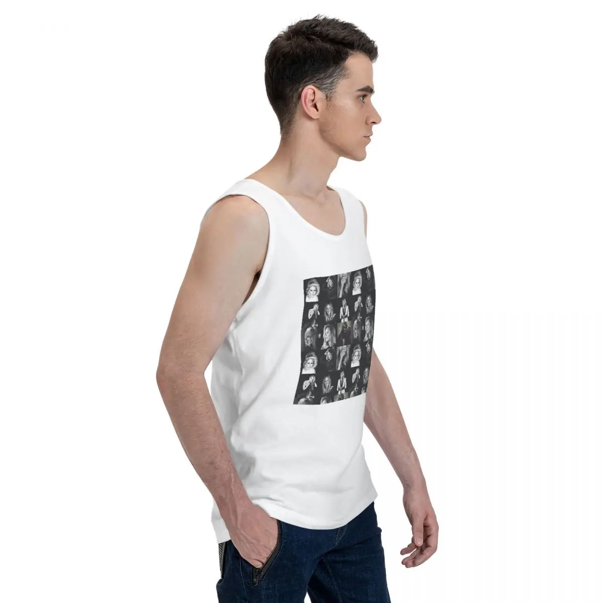 Helene Fischer Collage 100% Cotton Men's Sweatshirt Vest Sleeveless Clothing Tees Men Tank Tops T-shirt