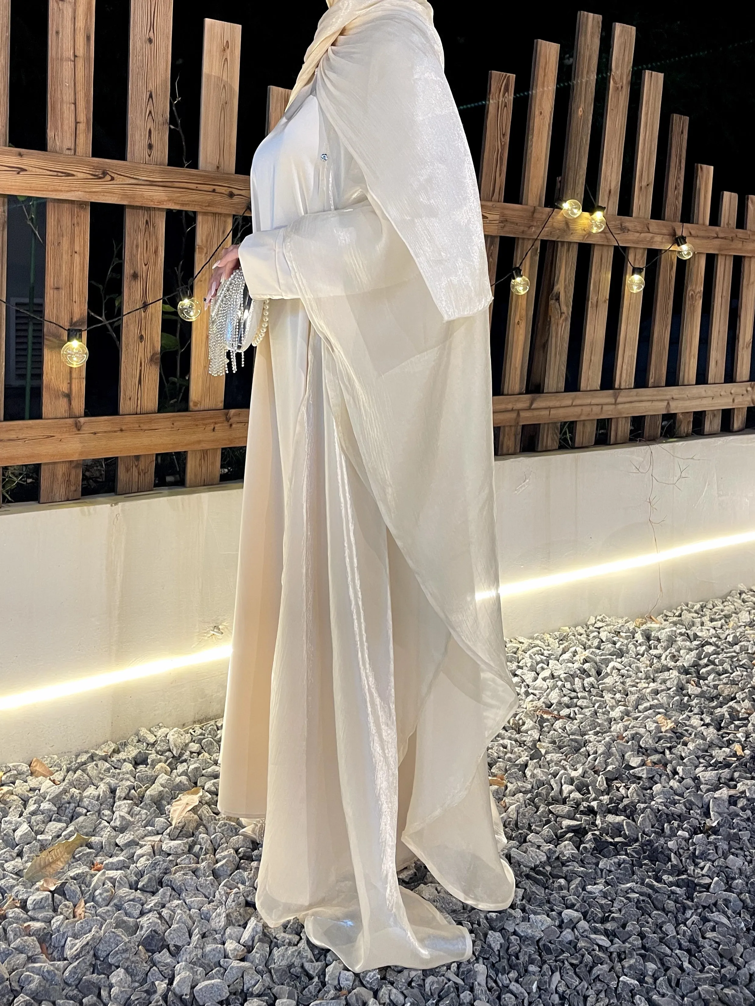 Abaya – vêtements musulmans pour femmes, commerce extérieur transfrontalier, costume en organza de couleur unie, châle simple, jupe extérieure