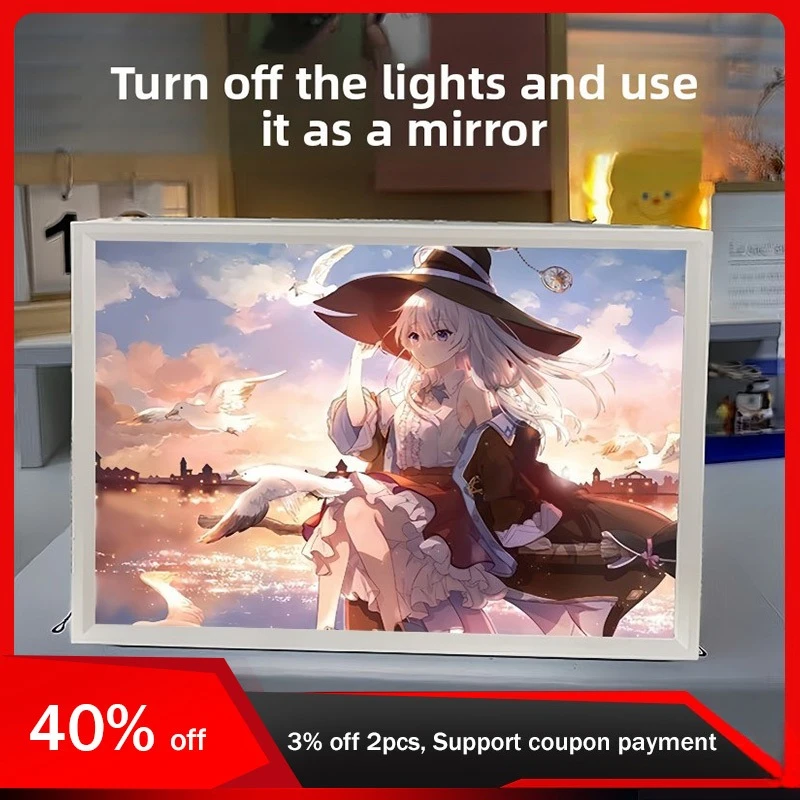 

21cm/8.27in Light Painting 3D Anime Wandering Witch: The Journey Of Elaina Peripherals Bedroom Desktop Display Birthday Gift Toy