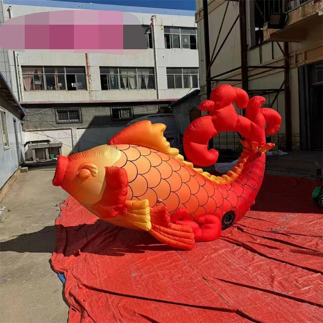 巨大なインフレータブルフィッシュエアブロー,白いLEDライト,鯉の漫画,ディスコやイベントの建設,屋外の装飾,広告
