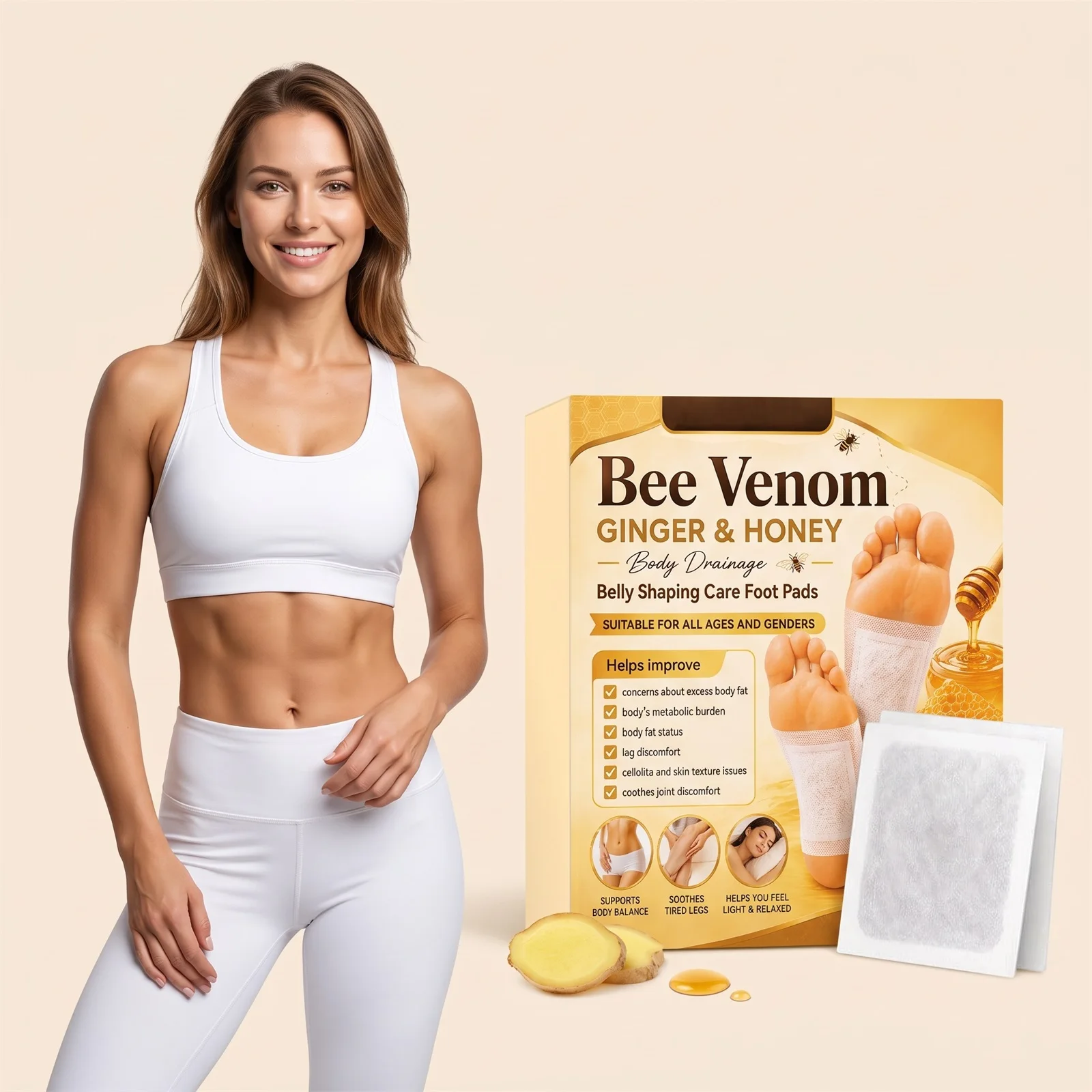 Belly Shaping Care Foot Pads Soothe Tired Feet Joint Discomfort Reducing Metabolic Burden Keep Balanced Body Maintenance Patches