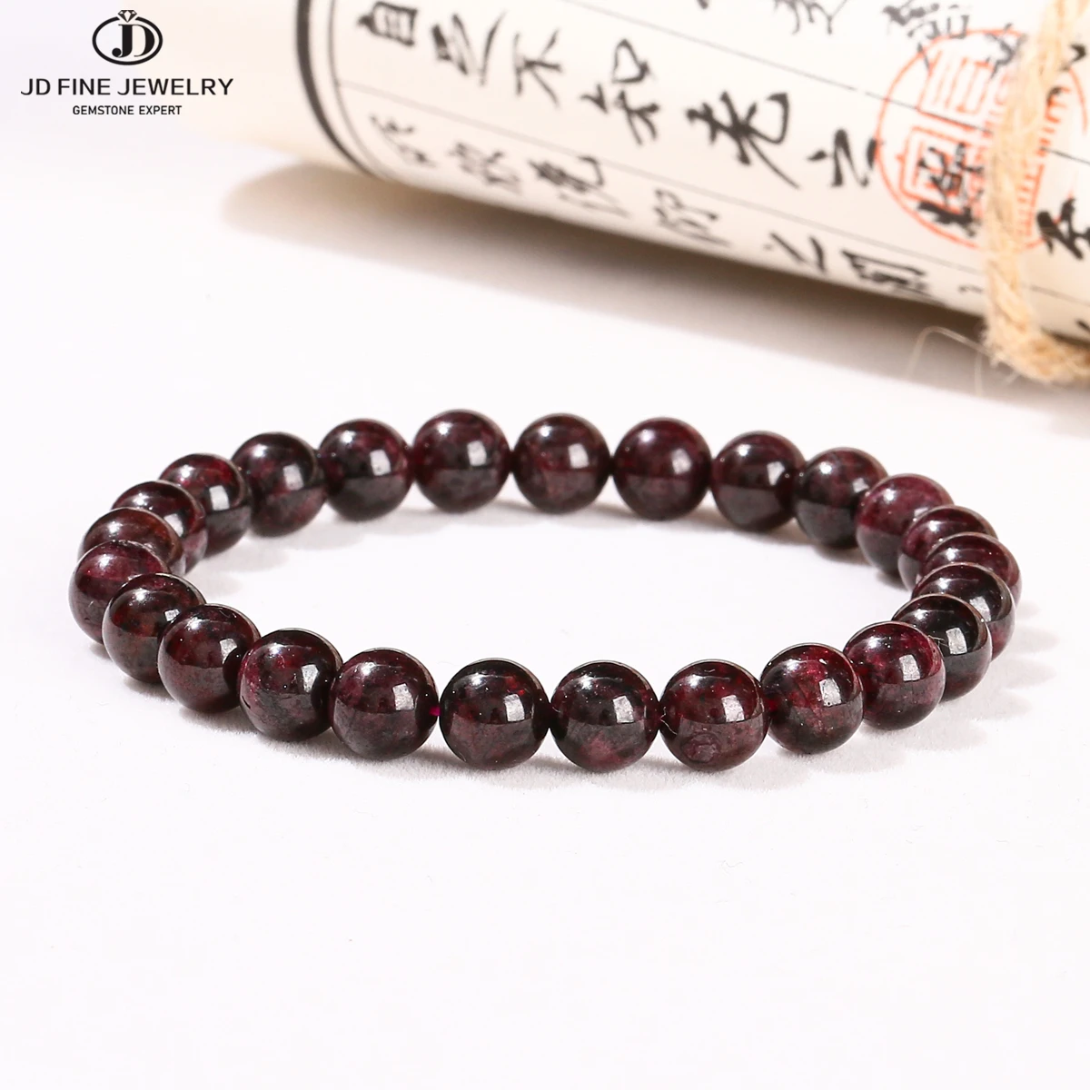 JD 1A Natural Garnet Stone Wine Red Beaded Bracelet Men Women Yoga Healing Balance Bracelets Jewelry Couple Valentine's Day Gift